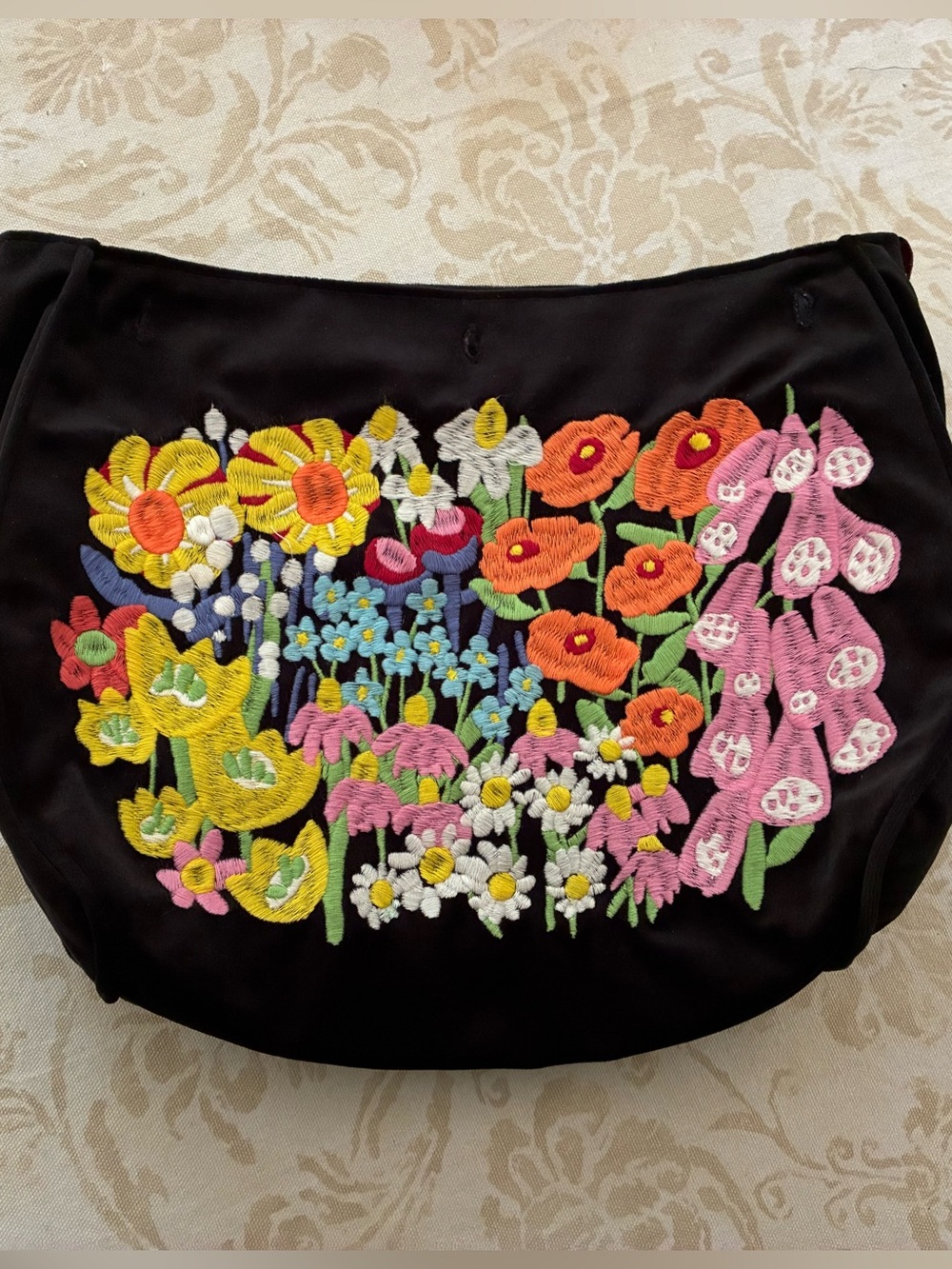Lesley Evers Bermuda Bag Cover “Garden Party” Embroidered Velvet “Cover Only”